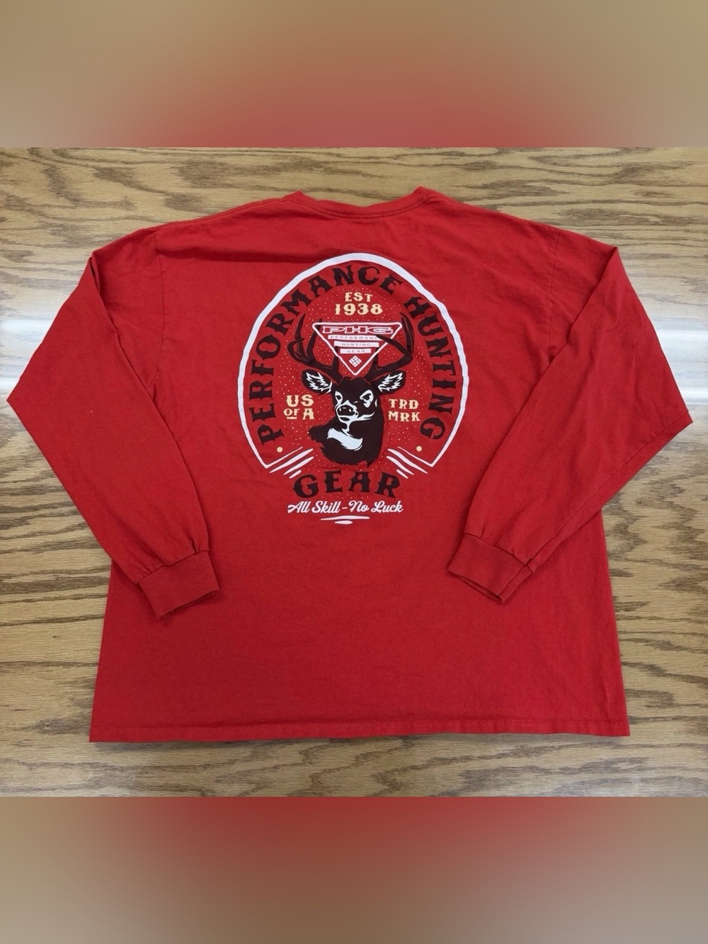 Columbia PHG Shirt Red Deer Performance Hunting All Skill No Luck XL - 23 x 26